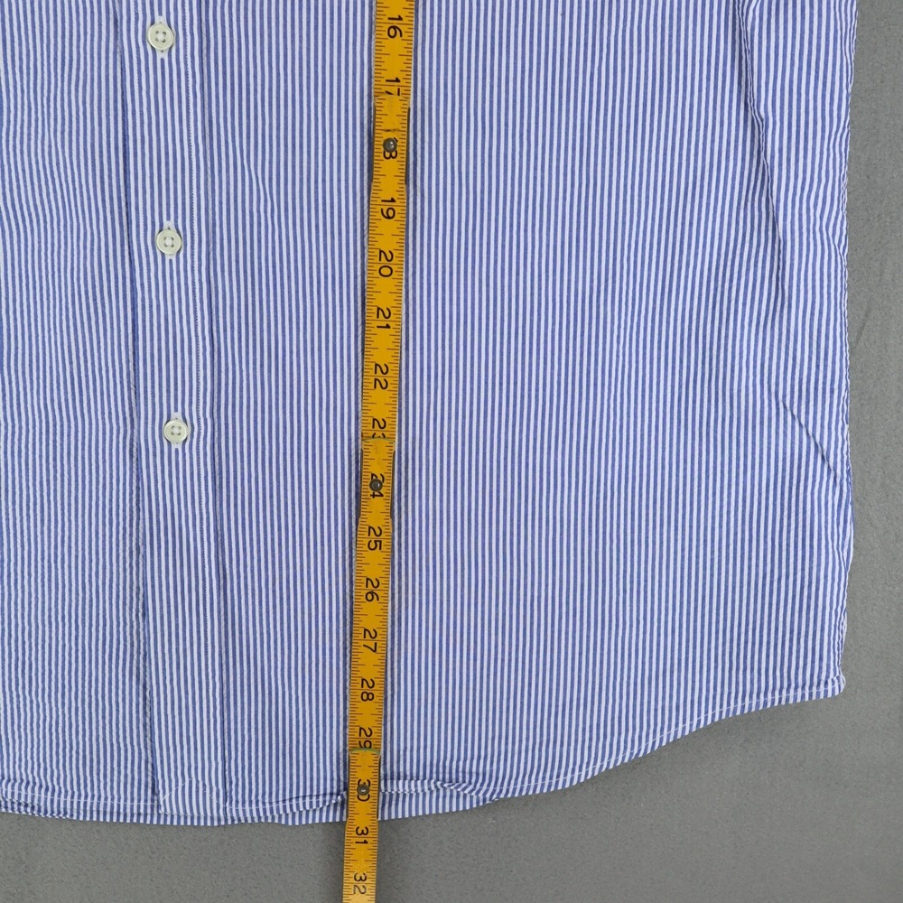 Ralph Lauren Seersucker Shirt Men XL Blue White Striped Short Sleeve Embroidered - Picture 7 of 7